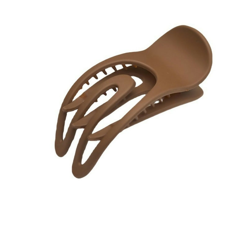 BROWN Oval Lay Down Flat Hair Claw Clips | 40H926