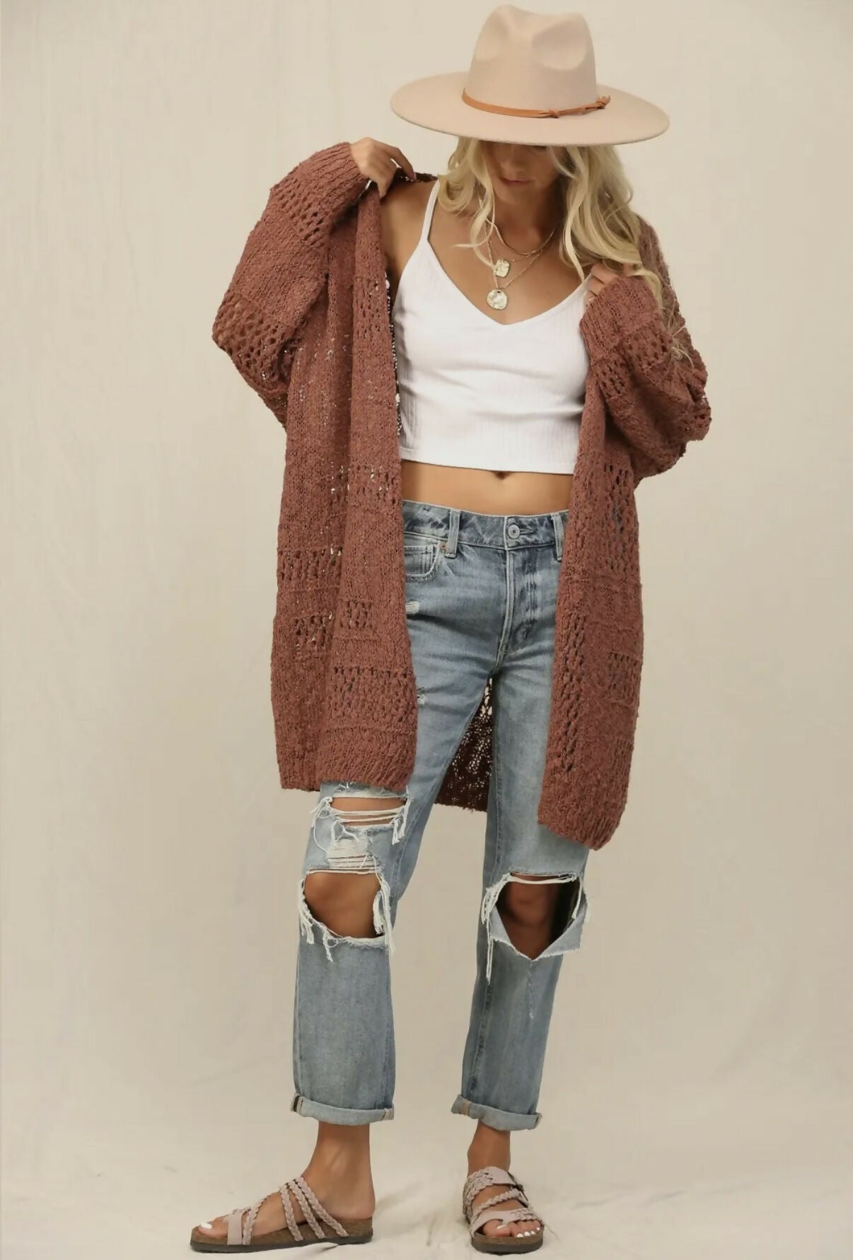 Oversized Cardigan with An Open Front Knit
