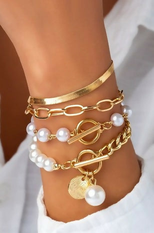 Pearl & Chain Bracelet Set