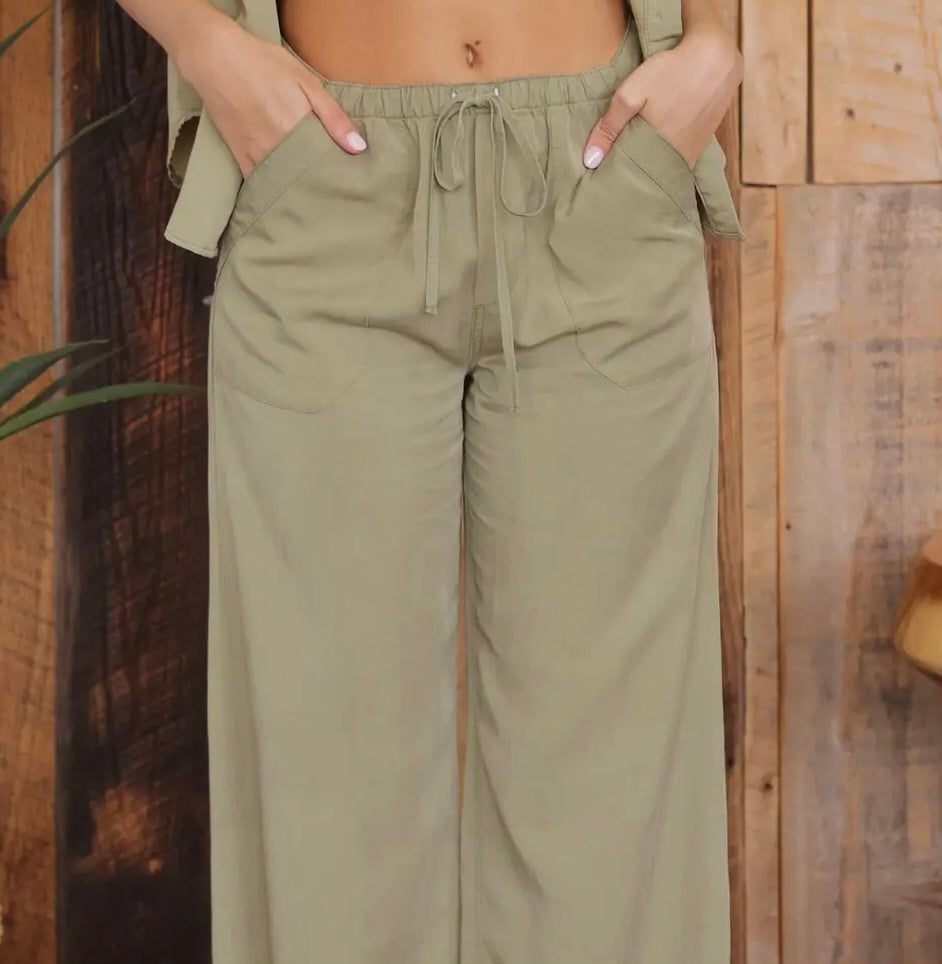 WC Lt Olive Draw String Pants
