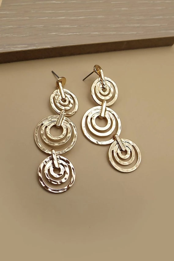 3 Row Gold Circle Drop Earrings | 52E2090556