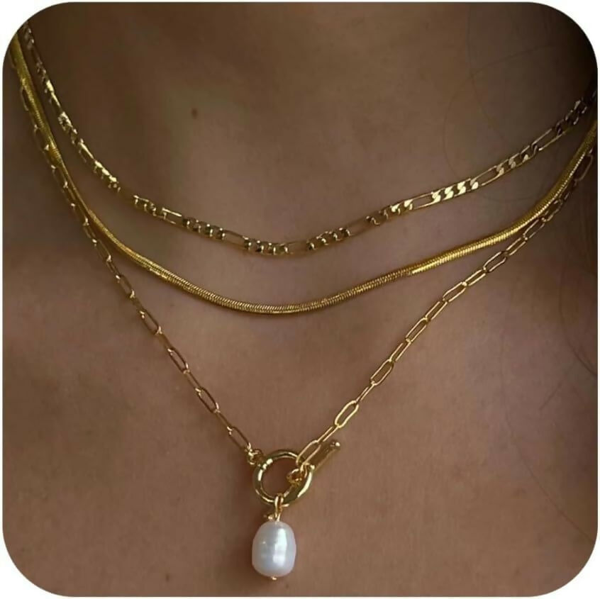 18K Stainless Steel Tarnish Free Layered Necklace | 40NK9592