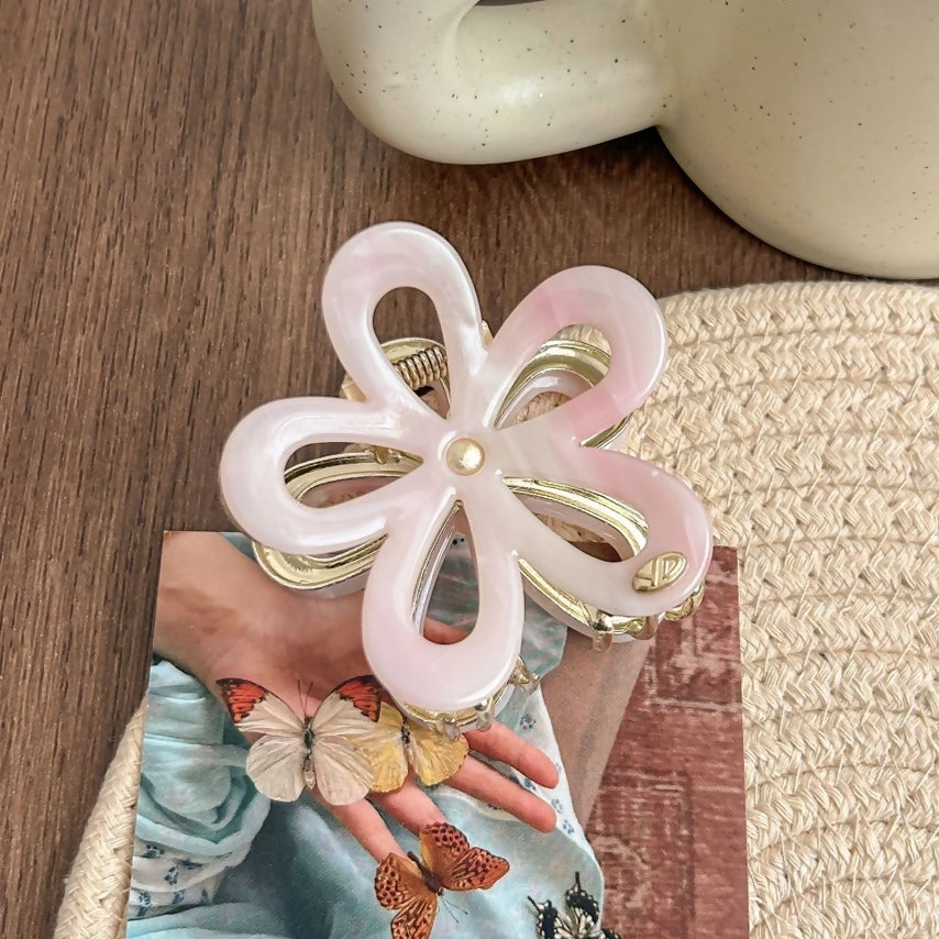 Jumbo Pvc Casting Round Floral Hair Claw Clips | 40H986