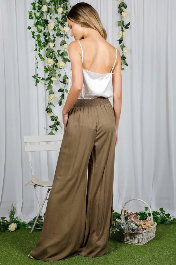 Slit with Tie Detail Wide-Leg Pants VP82535