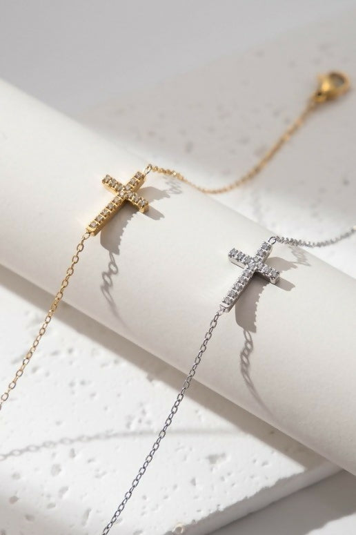 18k cross bracelet