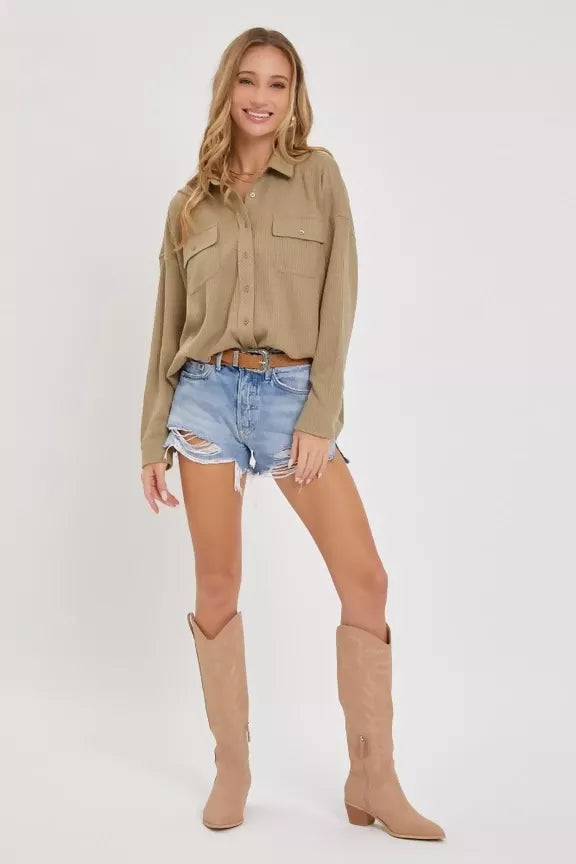 SW1543 Button Down Oversized Shirts