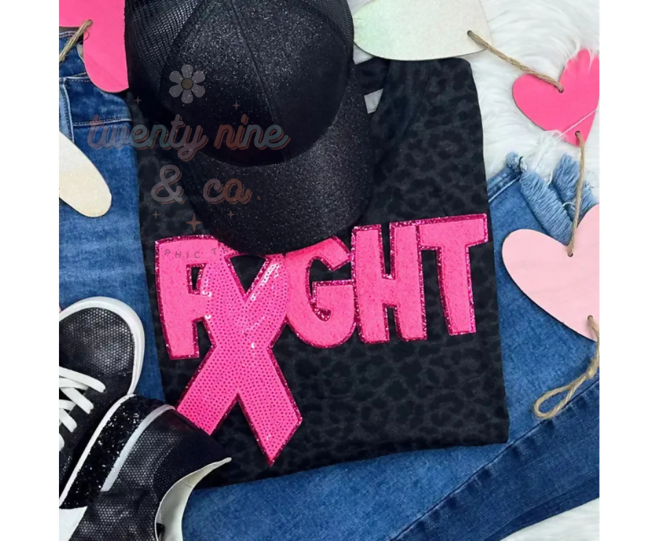 TNC Pink Ribbon Chenille Leopard Tee