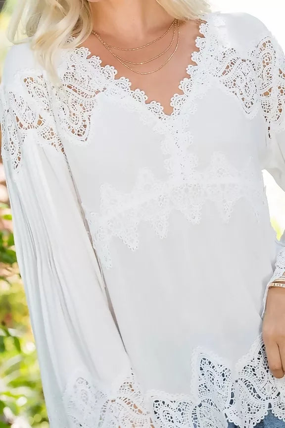 Crochet Lace Bell Sleeve Top