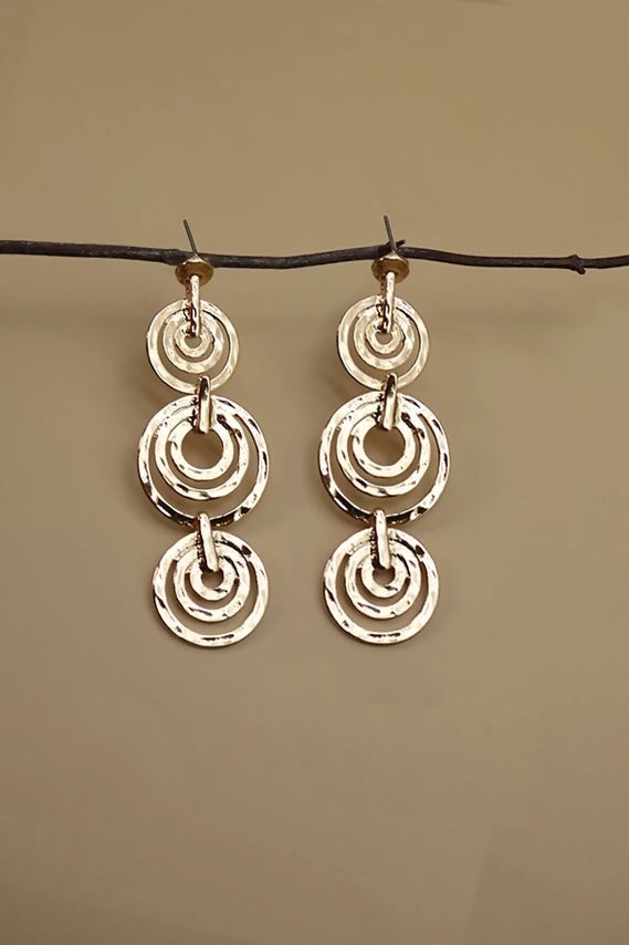 3 Row Gold Circle Drop Earrings | 52E2090556