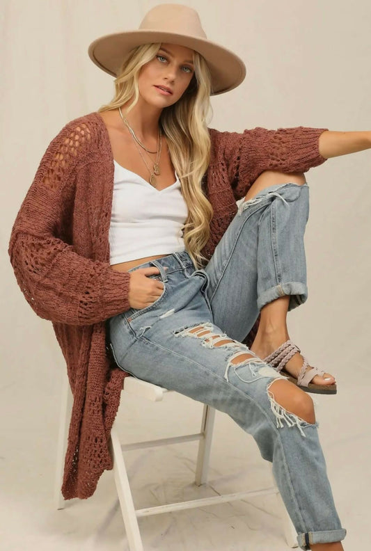 Oversized Cardigan with An Open Front Knit