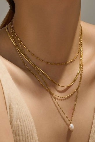 18K Stainless Steel Tarnish Free Layered Necklace | 40NK359