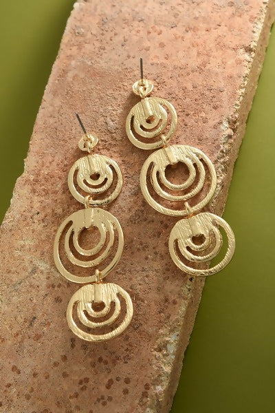 3 Row Gold Circle Drop Earrings | 52E2090556