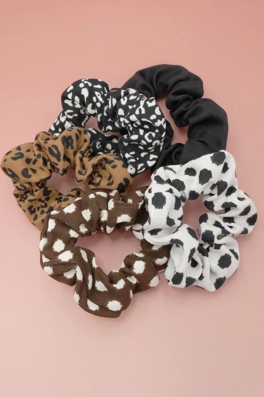Animal Pattern Scrunchies Set of 5 | 40S741
