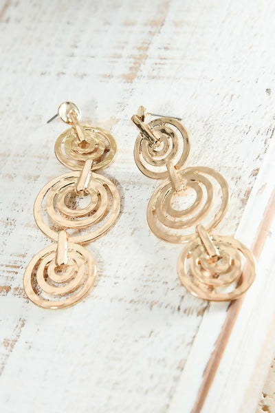 3 Row Gold Circle Drop Earrings | 52E2090556