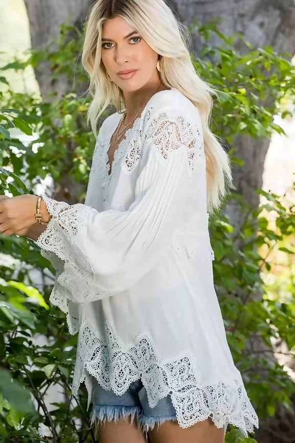 Crochet Lace Bell Sleeve Top
