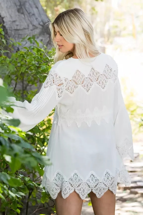 Crochet Lace Bell Sleeve Top