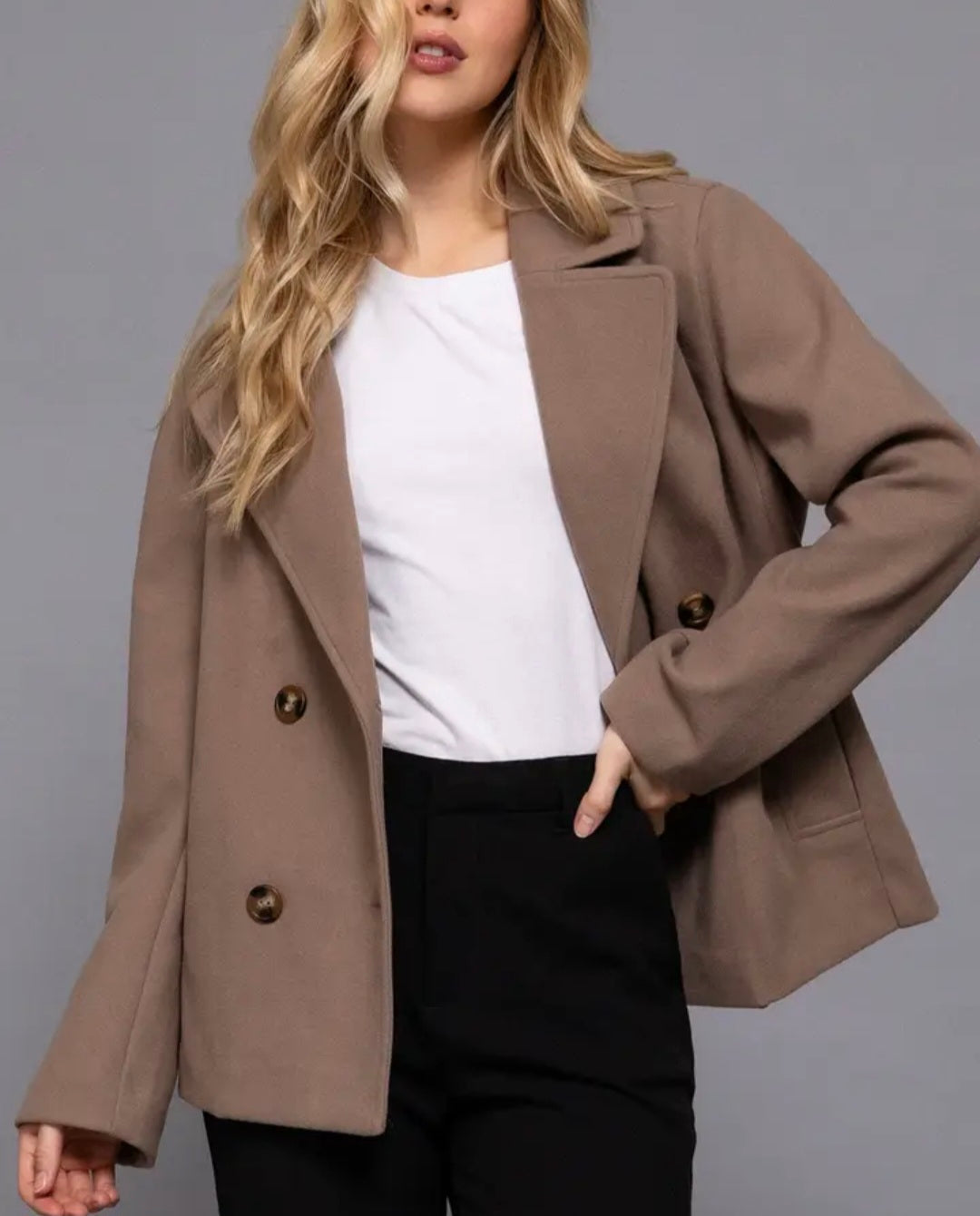 Soft Felt Short Peacoat