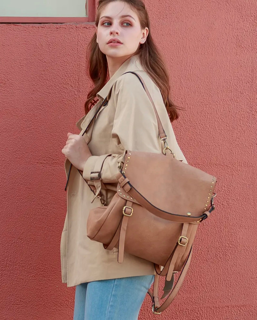 Indigo Backpack Studded Detail