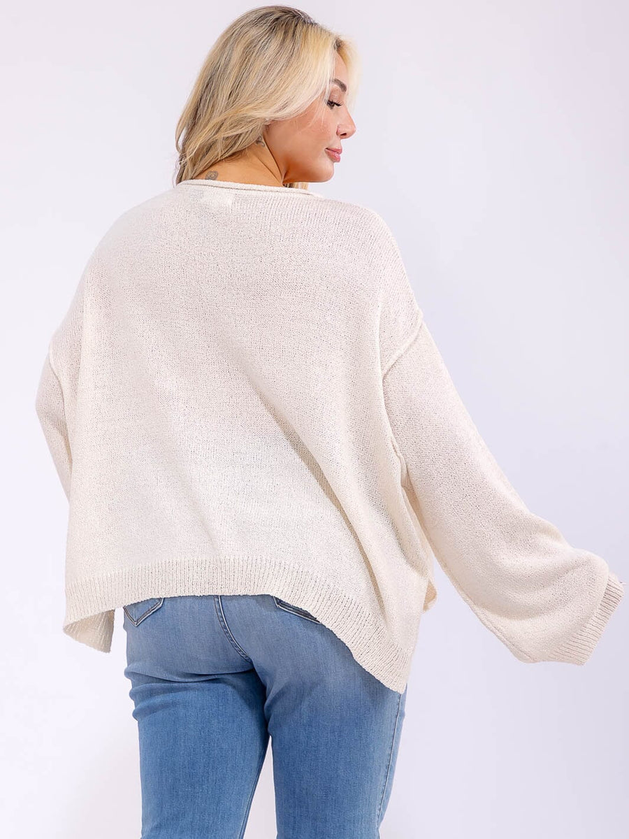 Plus Ivory Knitted Sweater