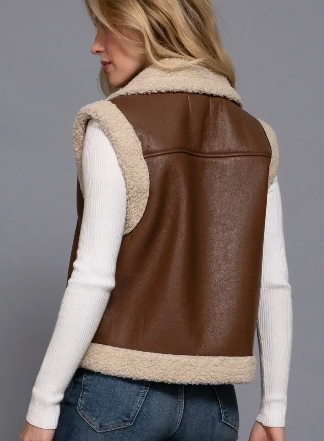 WC Cozy Faux Leather Vest