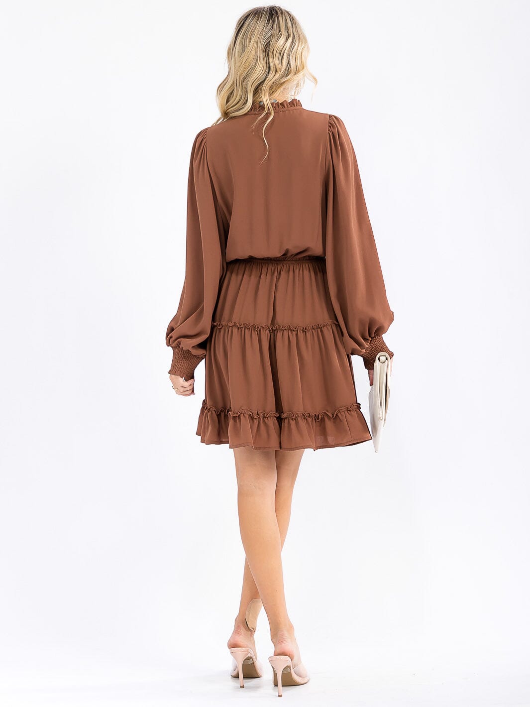 Brown Tiered Mini Dress