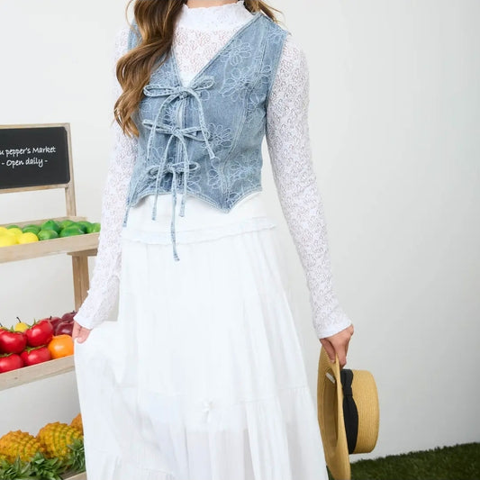 WC Floral Denim Vest