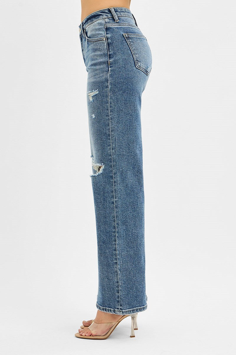 WC Risen Denim Mid Rise Wide Leg