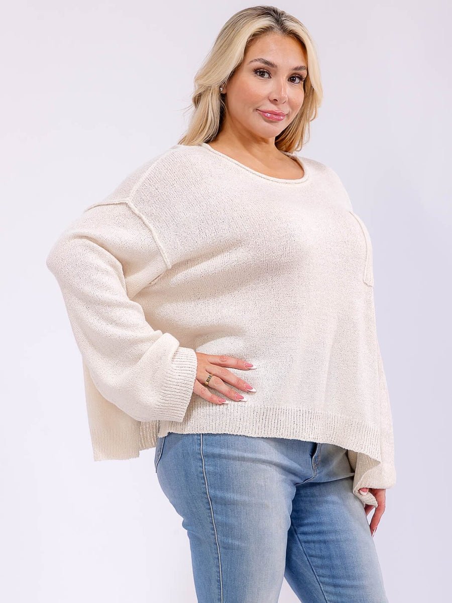 Plus Ivory Knitted Sweater