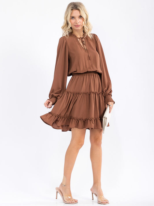 Brown Tiered Mini Dress