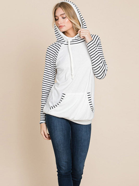 Hoodie Blk Striped Long Sleeve