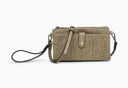Dusty Green Studded Wallet Clutch