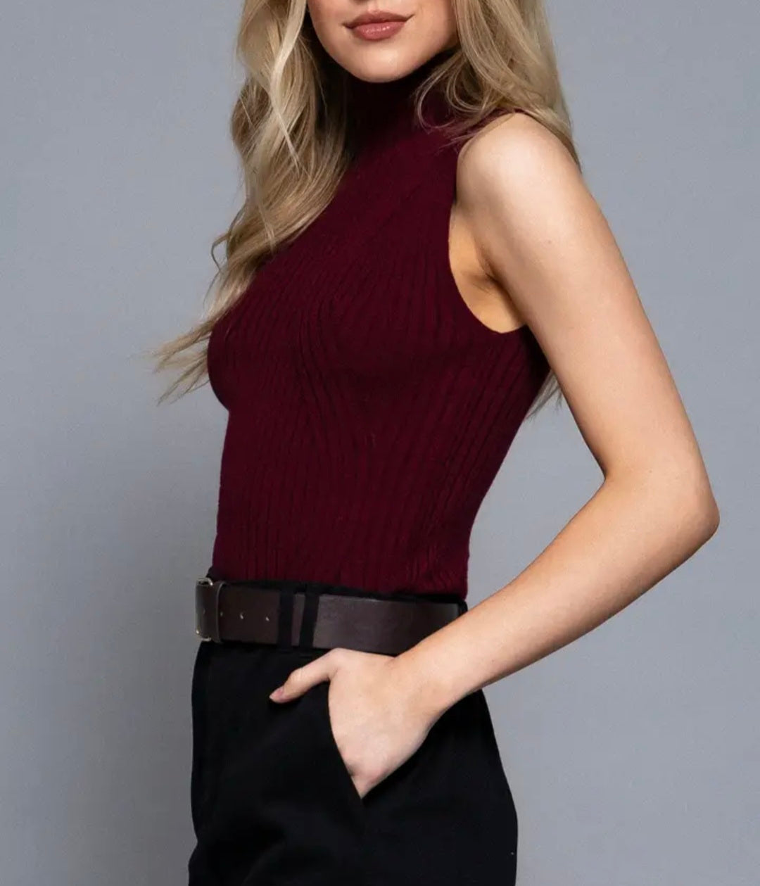 Sleeveless Turtleneck Burgundy