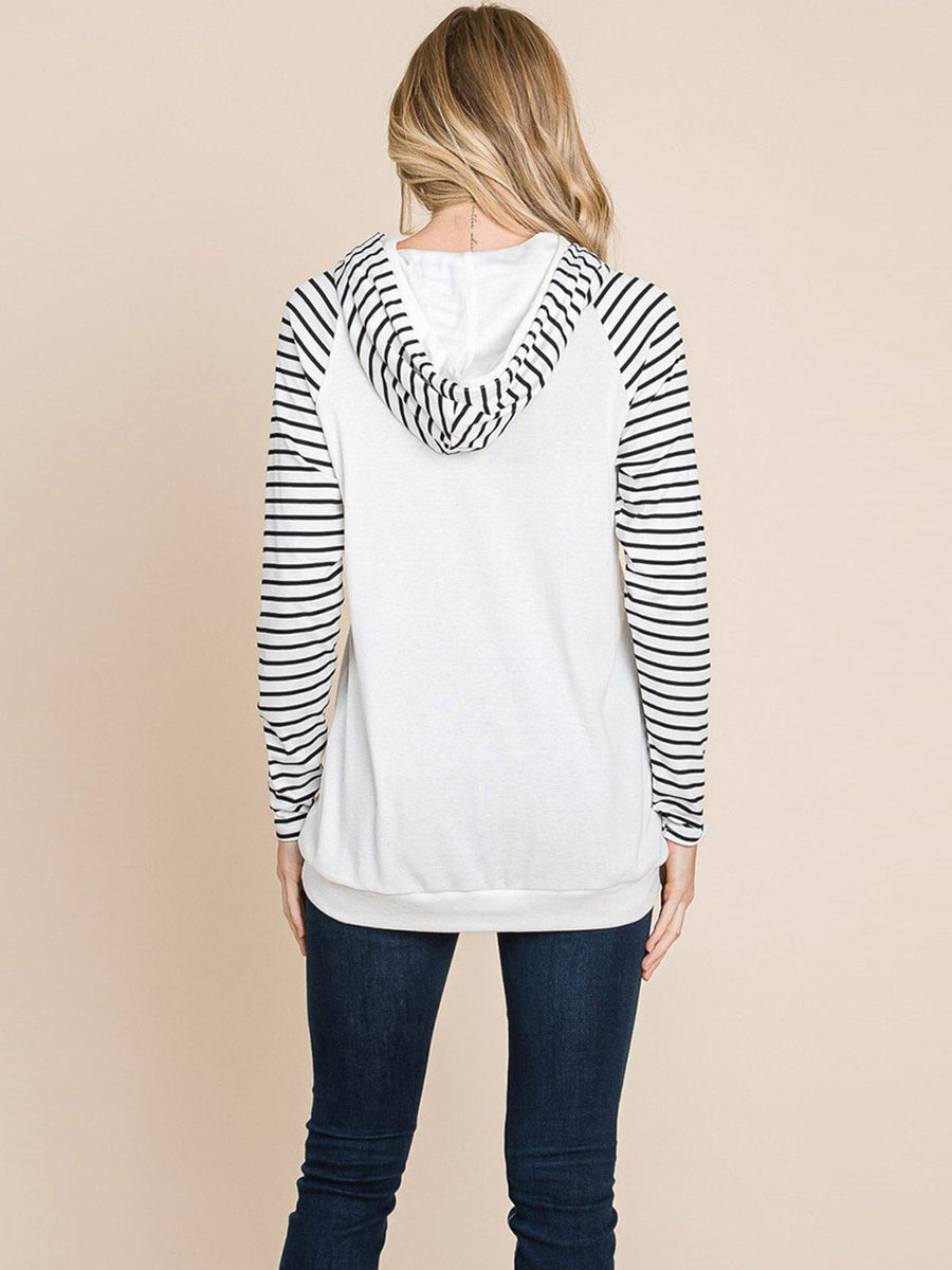 Hoodie Blk Striped Long Sleeve