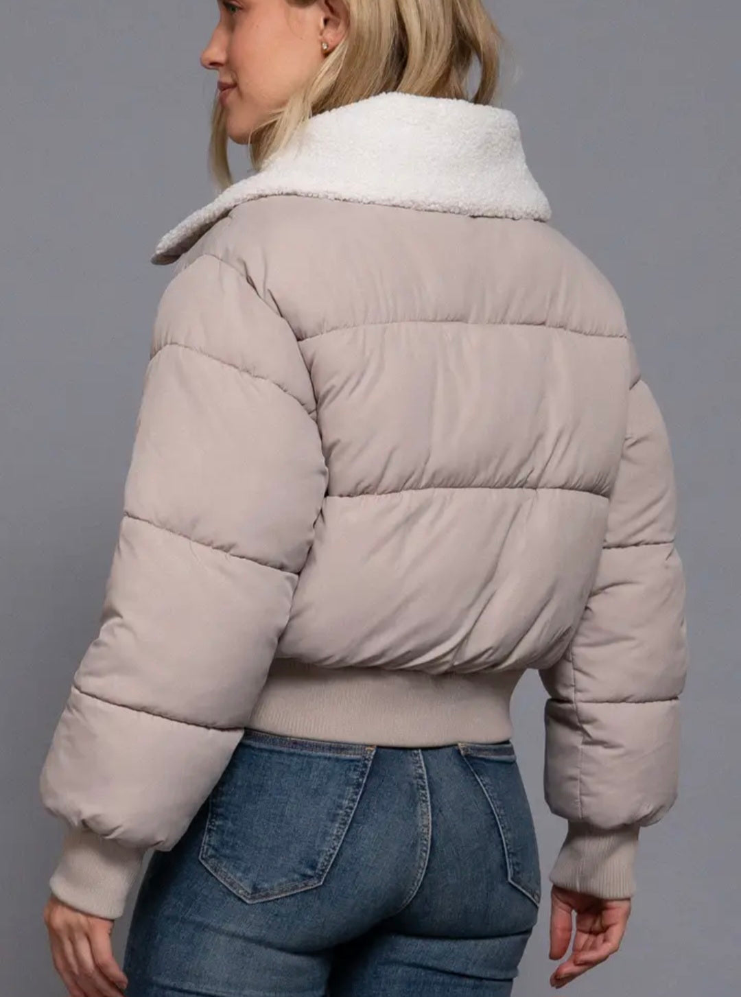 Sherpa Puffer Taupe Jacket