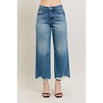 Judy Blue High Waist Rigid Magic Destroy Wide Leg Crop